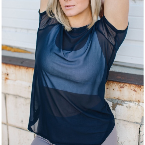 NWT SAVVI MD Navy Blue Mesh SALT Short Sleeve Shirt - Picture 2 of 15